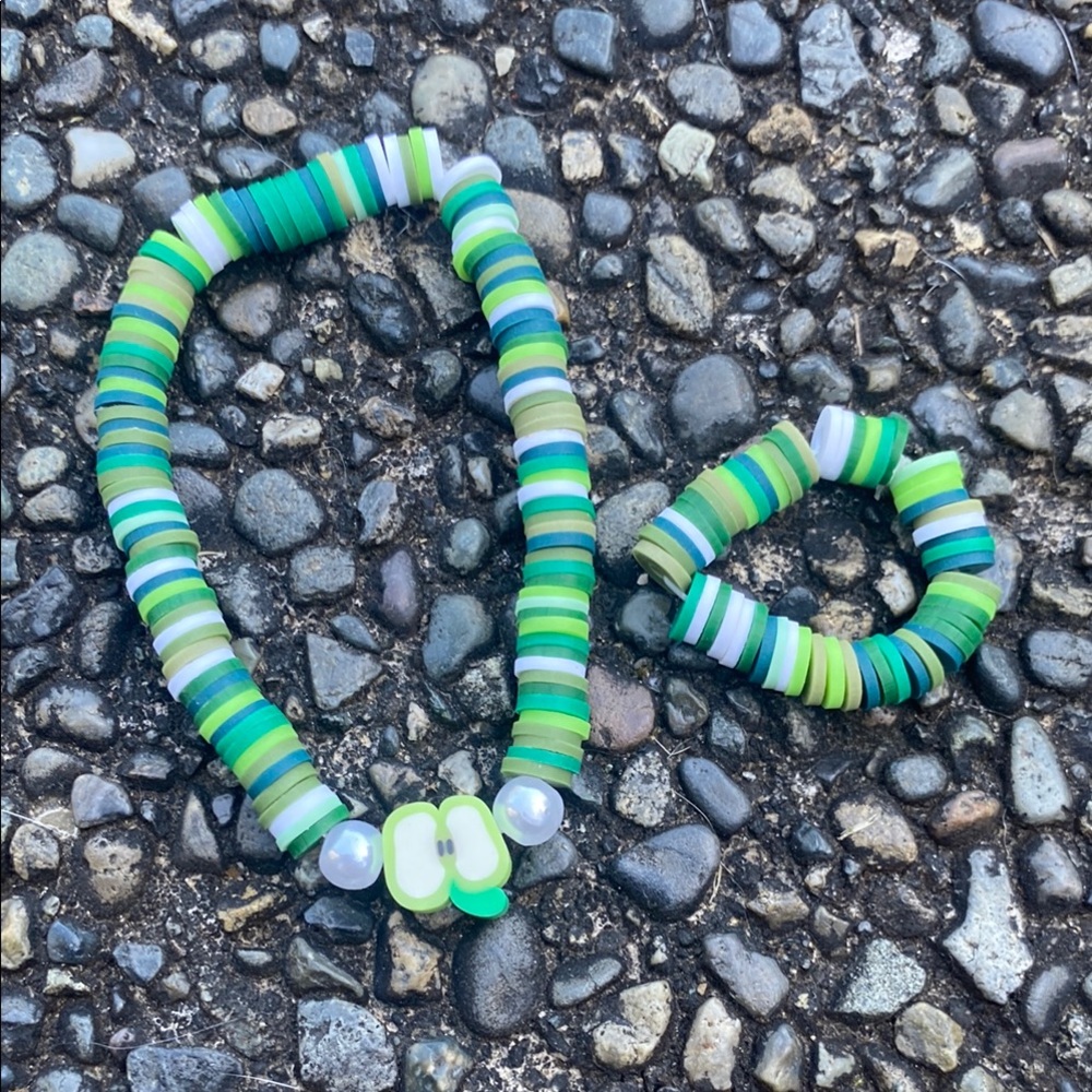Colorful Beaded Kids Ring and Bracelet Set